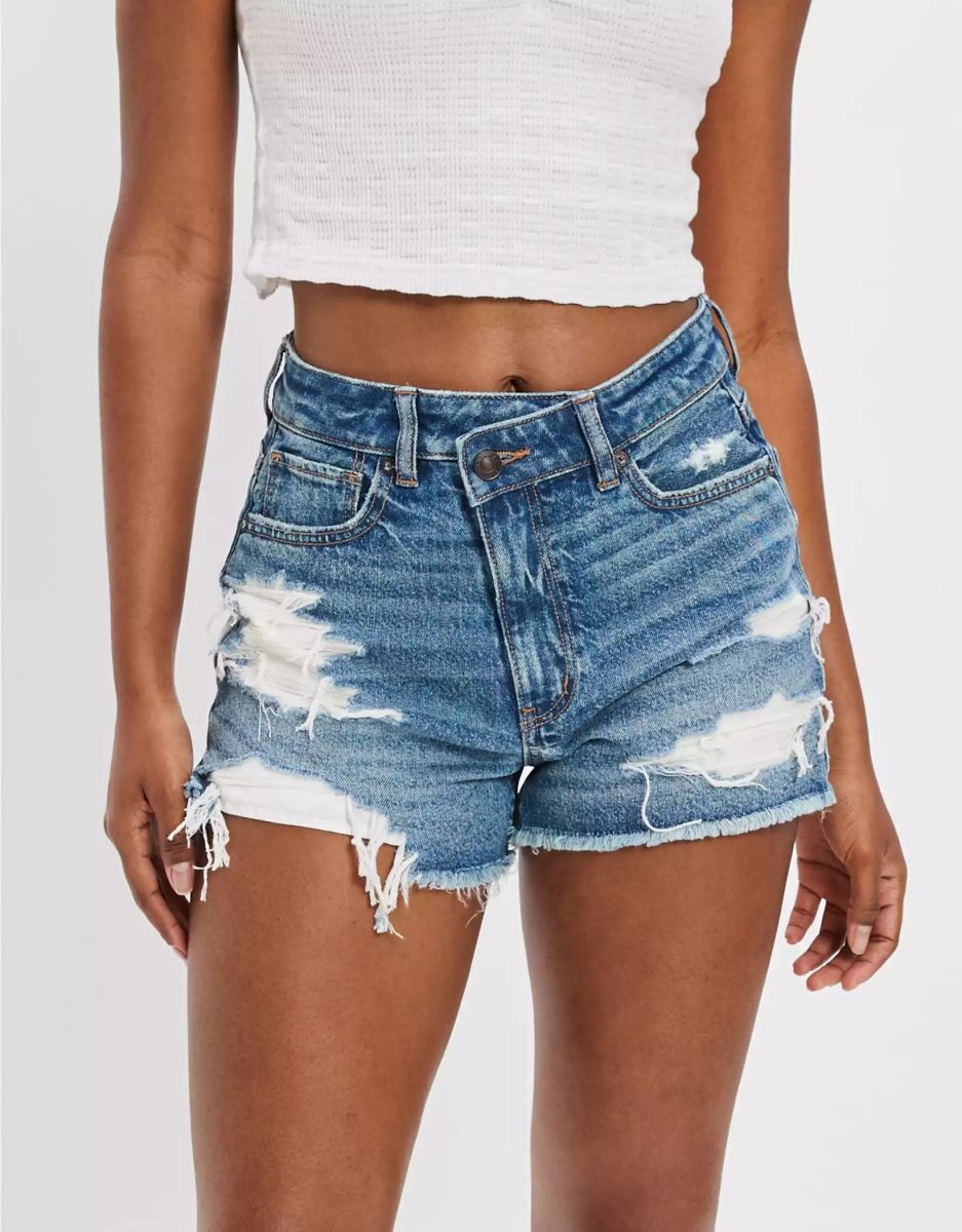 Shorts American Eagle AE Strigid Denim Mom Indigo Femme | WBB-25108242